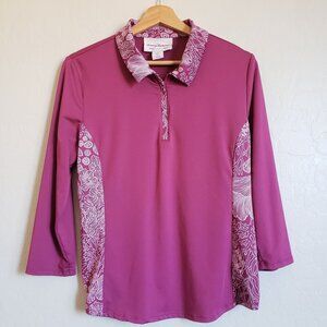 Tommy Bahama Golf & Tennis 1/4 Zip Top UPF 50 3/4 Sleeve Purple Sz Women's Large